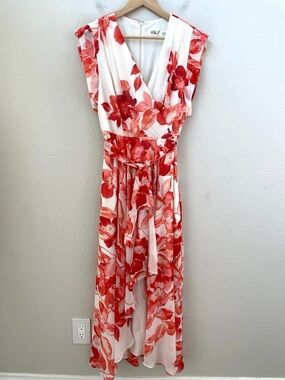 Eliza J Red and White Floral Maxi Dress